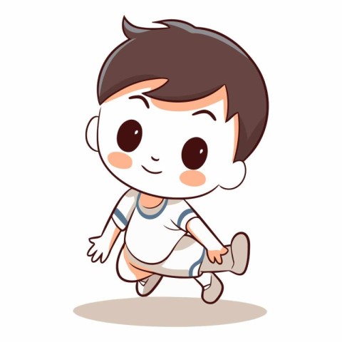 Boy running cartoon vector illustration. Isolated on a white bac