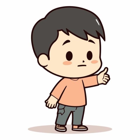 Boy showing thumbs up hand drawn cartoon vector illustration.eps