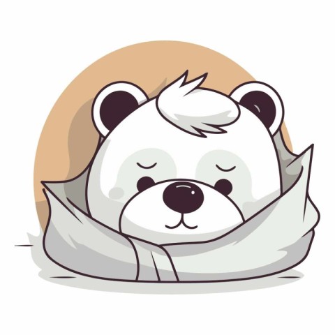 Polar bear sleeping in a bag of a cartoon polar bear.