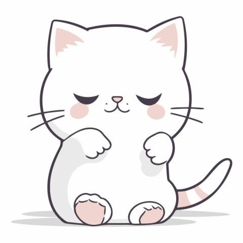 Cute cartoon cat isolated on a white background.