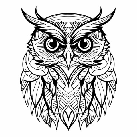 Owl. Hand drawn vector illustration for tattoo or t-shirt design