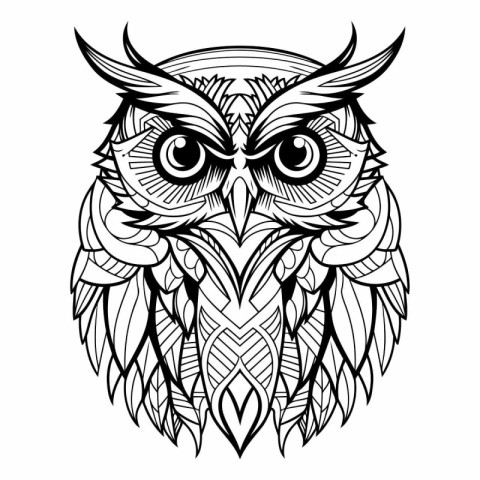 Owl. Hand drawn vector illustration for tattoo or t-shirt design