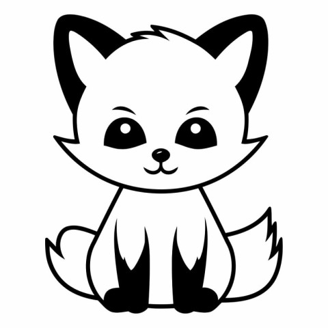 cute little fox animal character vector illustration designicon