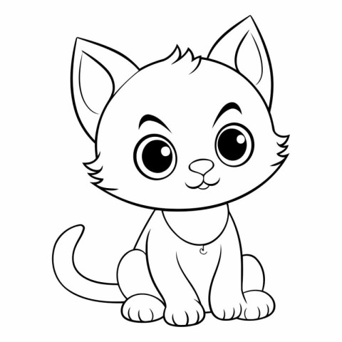 Cute cartoon cat - Coloring book for kids