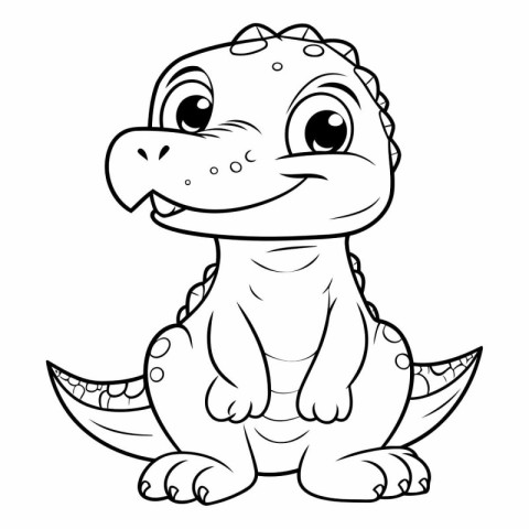 Vector illustration of Cute Dinosaur Coloring Book. Cartoon styl