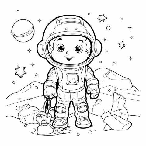 Astronaut in space. Coloring book for children.