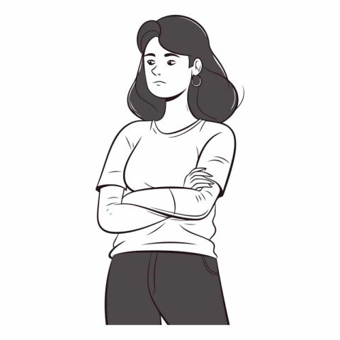 Vector illustration of a beautiful young woman in casual clothes