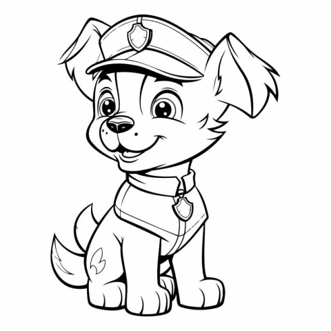 Black and White Cartoon Illustration of Cute Puppy Dog Coloring