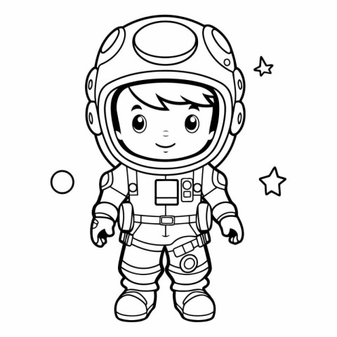 Coloring book for children: astronaut in spacesuit