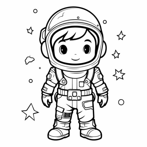 Coloring book for children: astronaut in space suit.