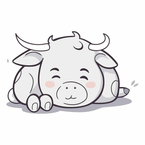 Illustration of a Cute Little Bull Cartoon Mascot Character