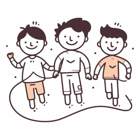 Vector illustration of happy children. Kids playing together. Ha