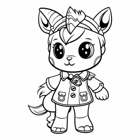 Coloring Page Outline Of Cute Cartoon Horse.