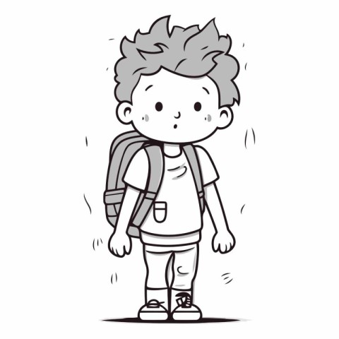 Illustration of a boy with a backpack on a white background.