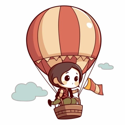 Illustration of a Girl Wearing a Hot Air Balloon and Holding a M