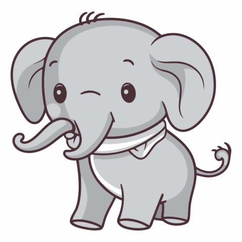 Cute cartoon elephant on white background for your design