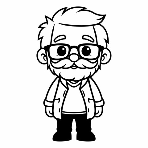 cute grandfather with glasses and casual clothes cartoon vector