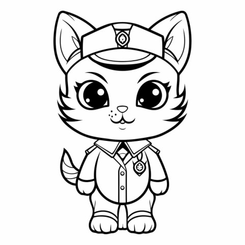 Coloring book for children: Cute cat in pilot's cap