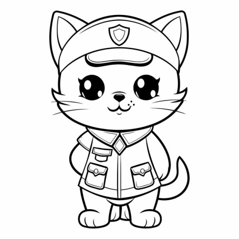 Black and White Cartoon Illustration of Cute Cat Animal Characte