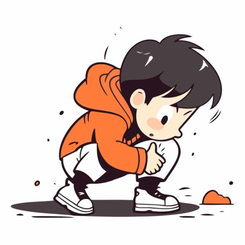 Illustration of a Cute Boy Crying Out Loudly.