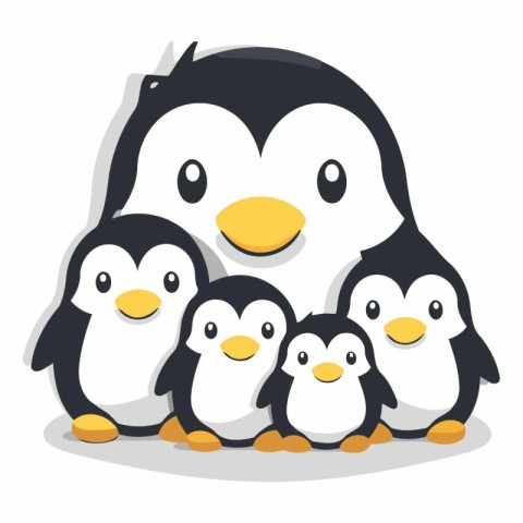 Penguin family icon. Cartoon illustration of penguin family vect