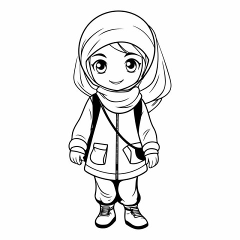 cute little girl with travel bag avatar cartoon character vector