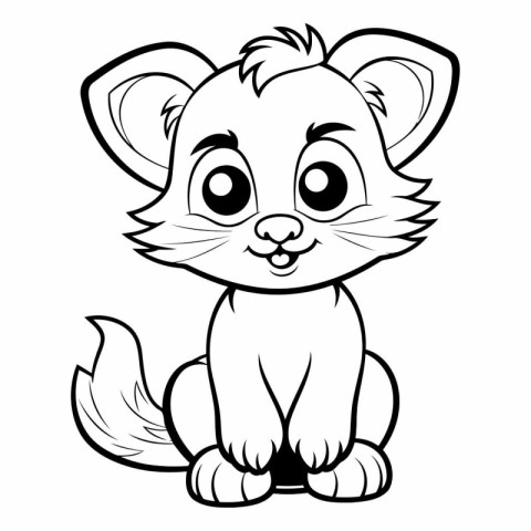 Black and White Cartoon Illustration of Cute Little Mouse Animal