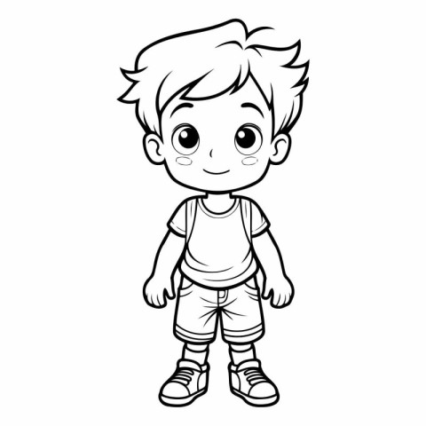 Cute Little Boy Cartoon Mascot Character Vector Illustration.