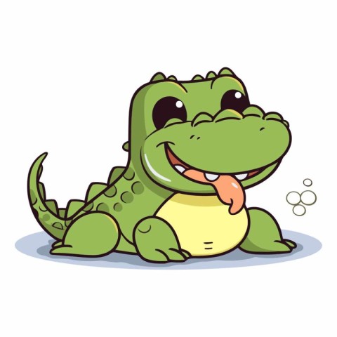 Cute crocodile cartoon isolated on white background.