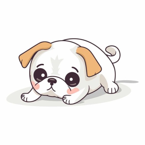 Cute cartoon dog lying down on the floor.