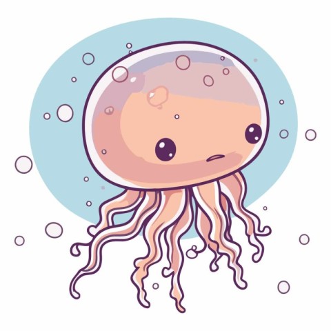 Cute cartoon jellyfish of a cute cartoon jellyfish.