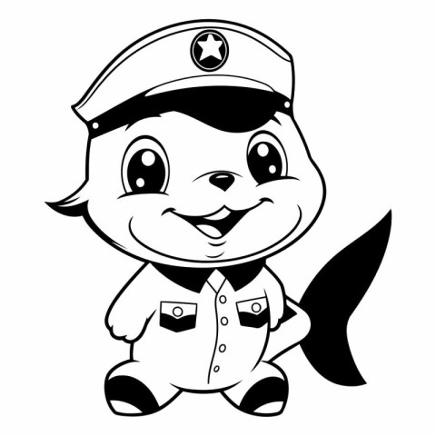 Vector illustration of Cartoon pirate in a cap and uniform on a