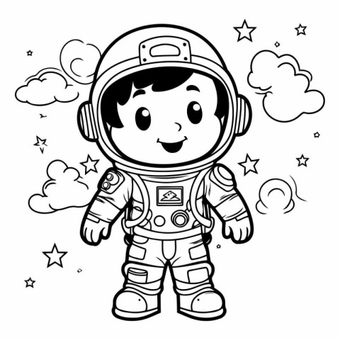 Coloring book for children: astronaut in spacesuit