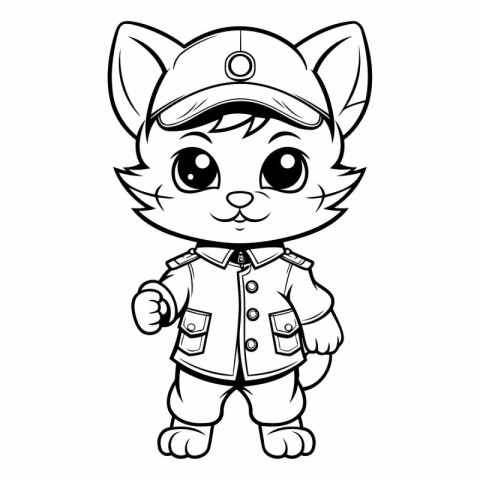 Black and White Cartoon Illustration of Cute Cat Animal Characte