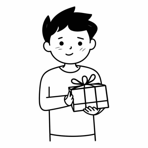 young man with gift box cartoon vector illustration graphic desi