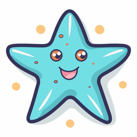 Cartoon starfish. Cute vector illustration. Isolated on white ba