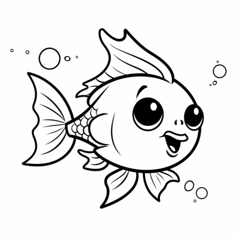 Coloring book for children: cute cartoon goldfish.