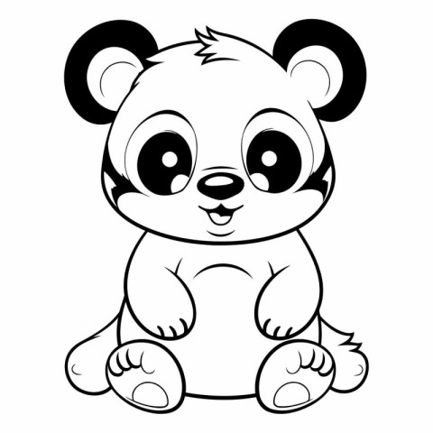 Cute cartoon panda sitting on white background.