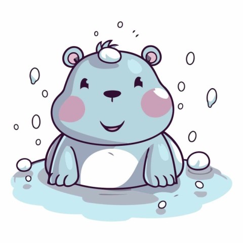 Cute cartoon hamster sitting in the water.