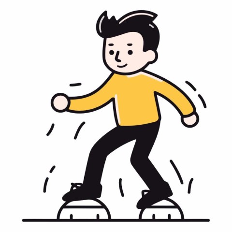 Vector illustration of man skating on ice rink. Flat style desig