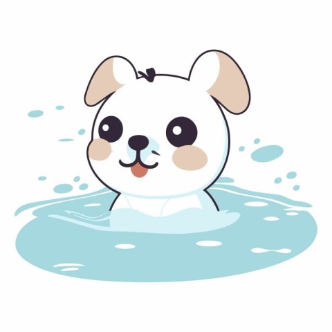 Cute cartoon dog swimming in the water design.