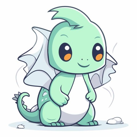 Cute cartoon dragon isolated on a white background.