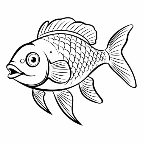 Fish icon. Black and white illustration of fish vector icon for