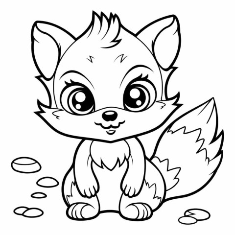 Coloring book of cute little fox for children.