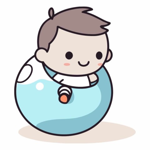 Baby playing in a water ball vector illustration. Cartoon boy pl