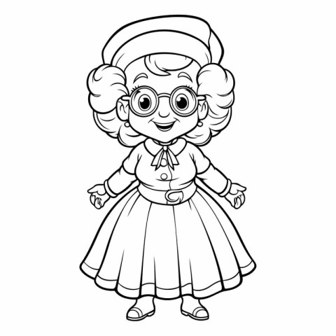 Coloring Page Outline Of Cartoon Grandmother - Vector Illustrati