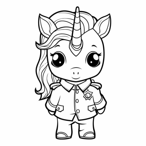 Coloring Page Outline Of cartoon unicorn. Coloring book for kids