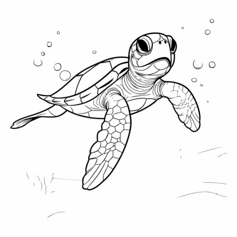 Sea turtle coloring page. Sea animal vector illustration isolate