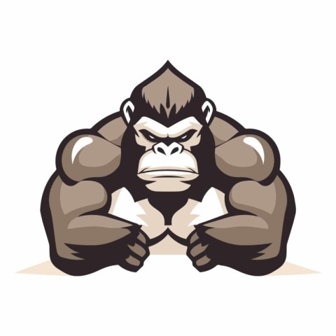 Vector illustration of a gorilla head mascot isolated on a white