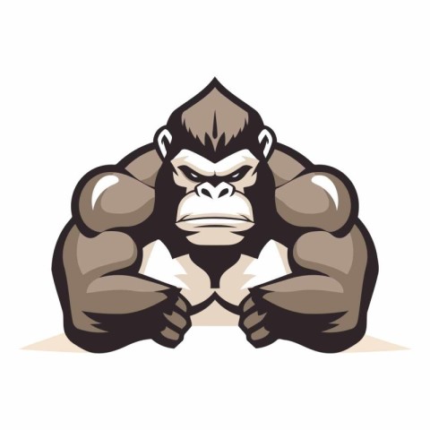 Vector illustration of a gorilla head mascot isolated on a white